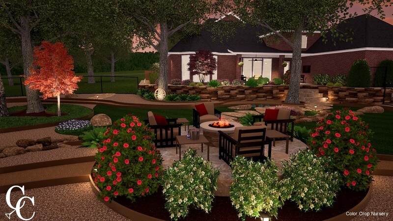 3D Landscape Design with a Fire Pit