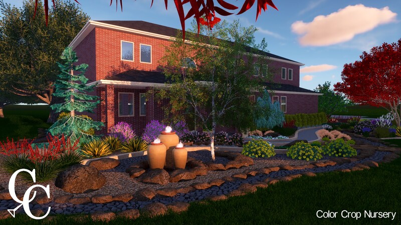 3D Landscape Design with Water Feature