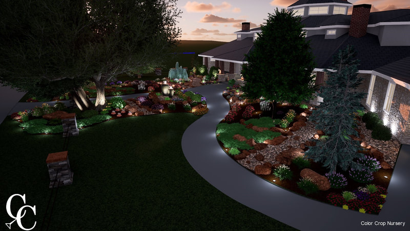 Custom 3D Landscape Design with Outdoor Lighting