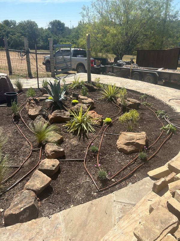 Incomplete Landscape Installation showing Irrigation